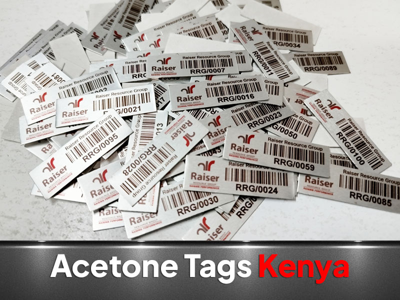 Acetone Activated Asset Tags printing and branding in Nairobi by VS Kenya Designs