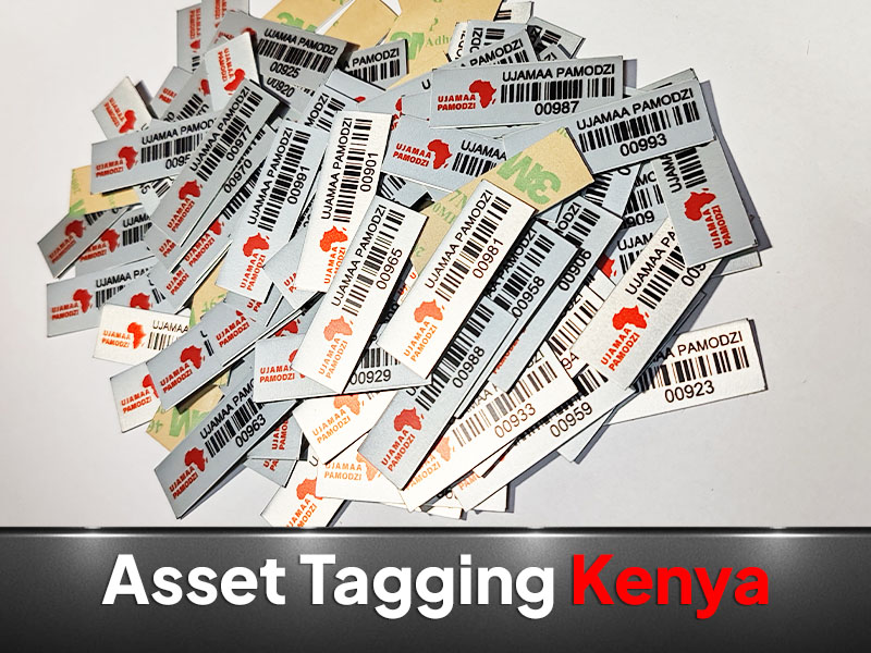 Aluminium Asset Tags printed by VS Kenya Designs